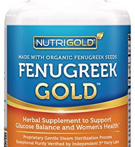 Organic Fenugreek GOLD - 750 mg, 120 Vegetarian Capsules (GMO-free, Preservative-free, Allergen-free Organic Fenugreek Seed Powder in Veg. Capsules for Breastfeeding)