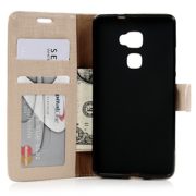 Mate 7S Case,HUAWEI Mate 7S Case – YOKIRIN Wove Soft PU Leather Cover Pouch Wallet [Built Stand] [Credit Card] [Magnetic Closure] Skin Shell – Gold