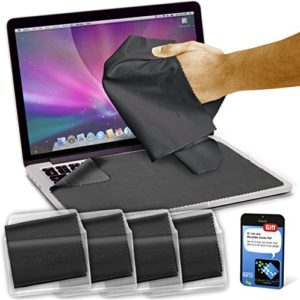 Microfiber Screen Protector & Cleaner - For Laptops iPad & MacBook Air - Pro 11" 13" 15" & Retina - Best 4 Pack Large Cloth Keyboard Covers in Vinyl Pouches + Cleaning Sticker by Clean Screen Wizard